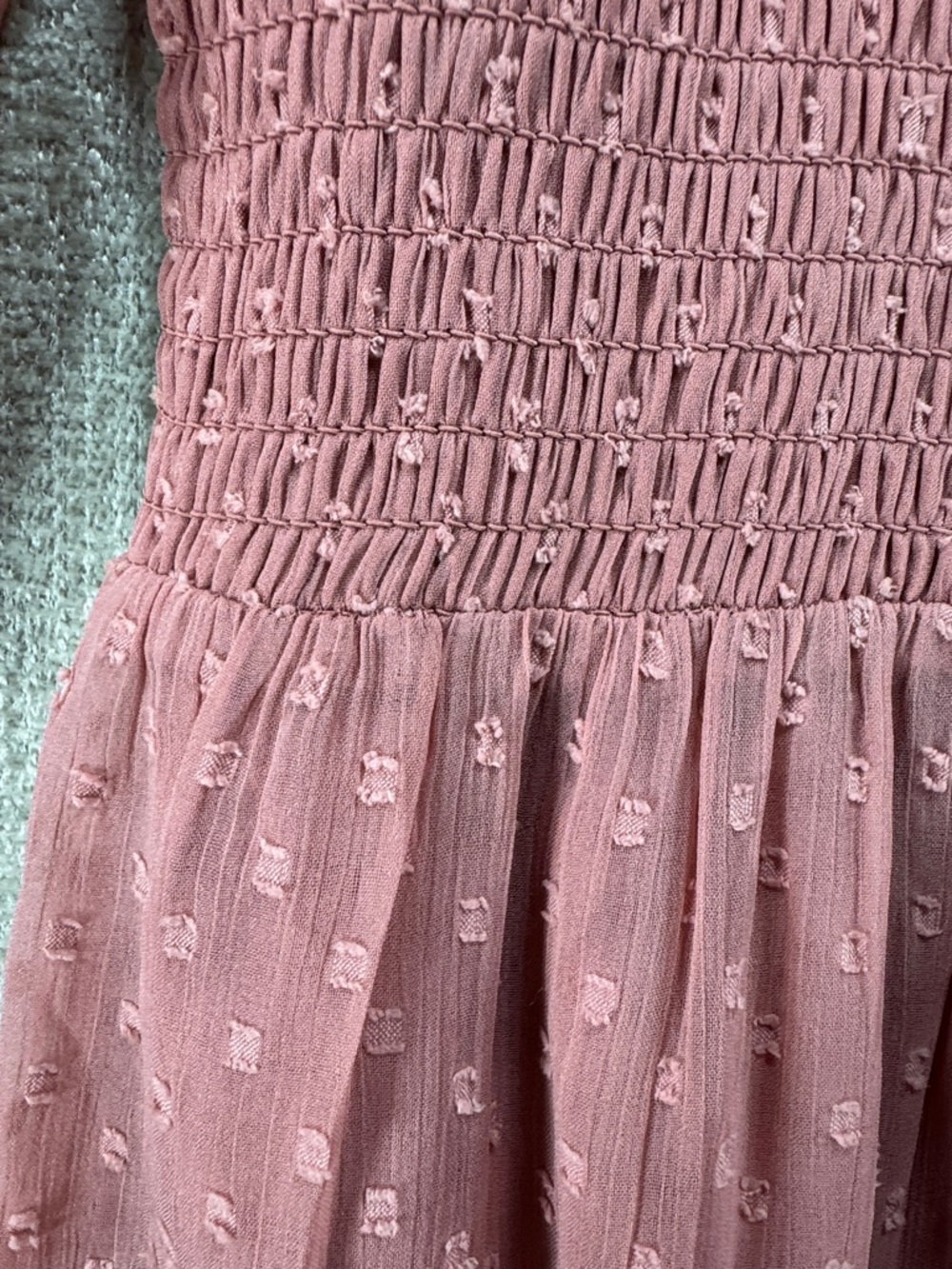 NWT Patrons of Peace Mulberry Pink Smocked Swiss Dot Mini Dress Size Small - Picture 10 of 10